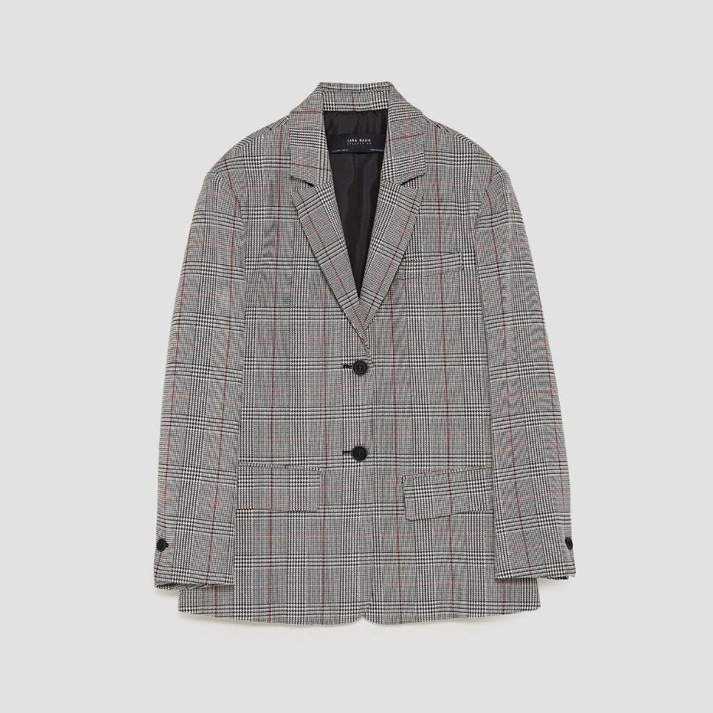 Zara Basic Womens Checked Jacket Blazer Button Cl… - image 2